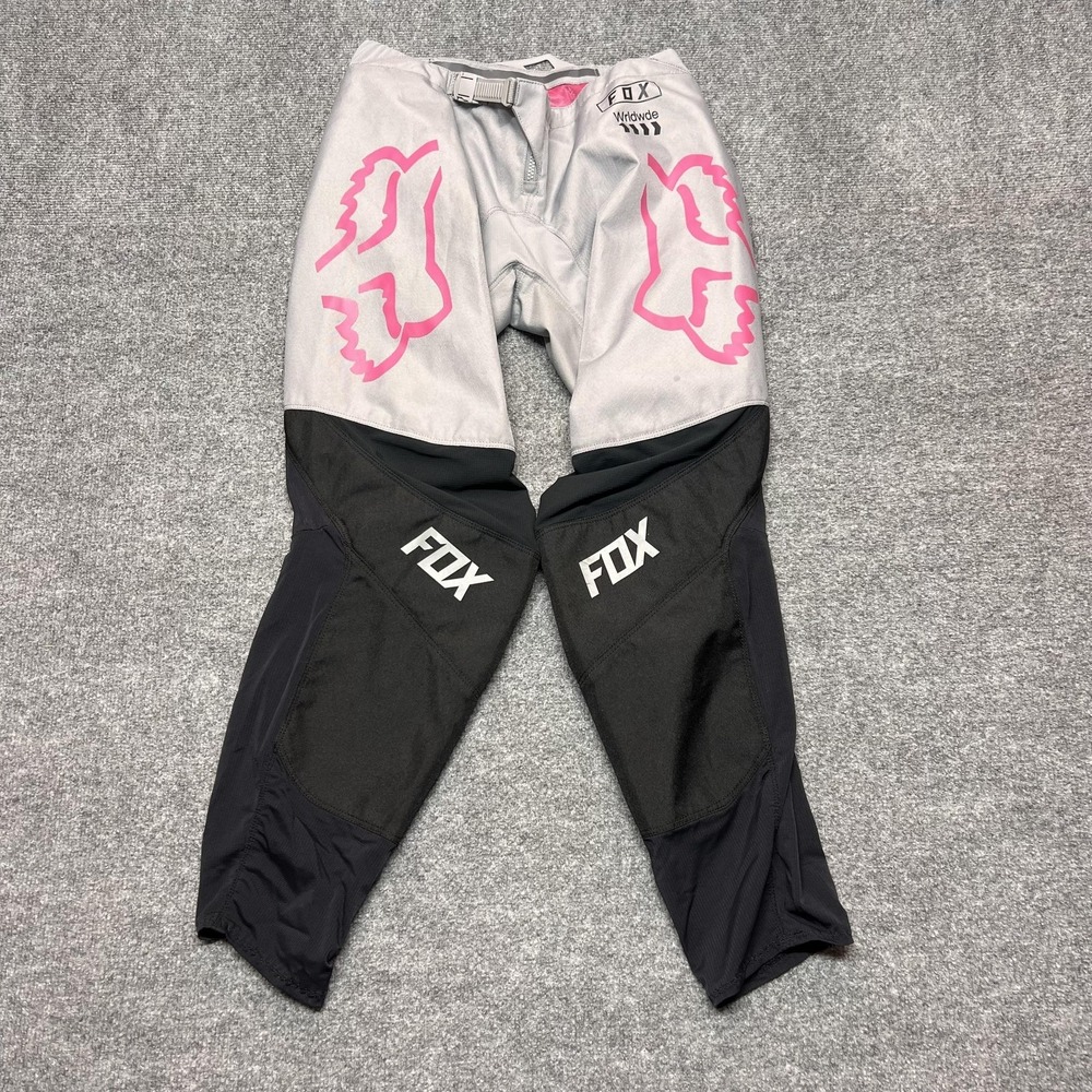 Fox Head Pants Kids 8 Gray Black Pink Motocross MX Motorcycle Adjustable Waist